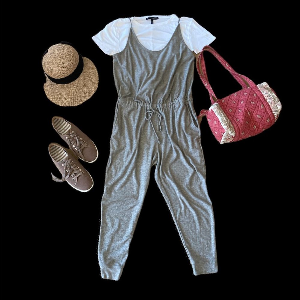 Anthropologie Lou & Grey Soft Cami One Piece Jumpsuit Sage Sz M Side Pockets